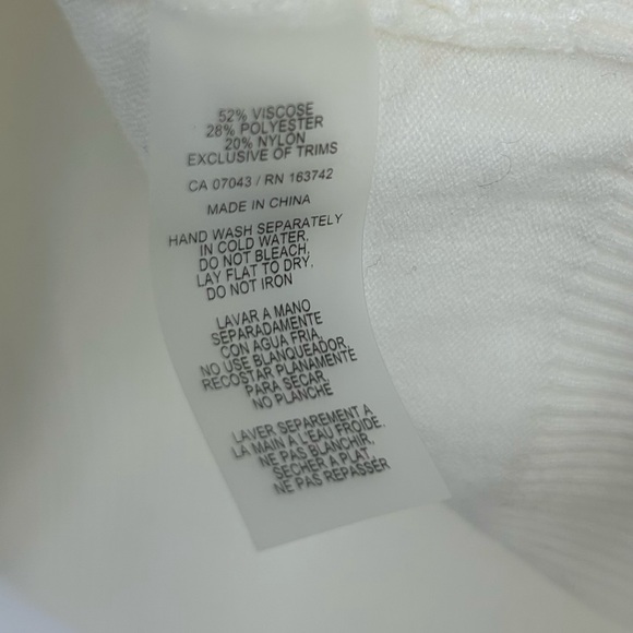 LIV White Leaf Silver Snowflake Rhinestone Motif Sweater - Picture 5 of 7